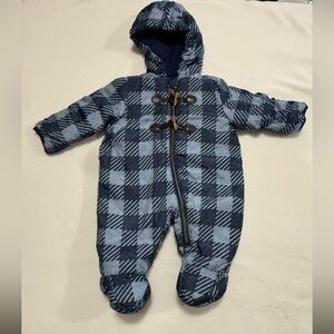 Perry Ellis 0-3M Infant Blue White One Piece Snowsuit Footed With Hood